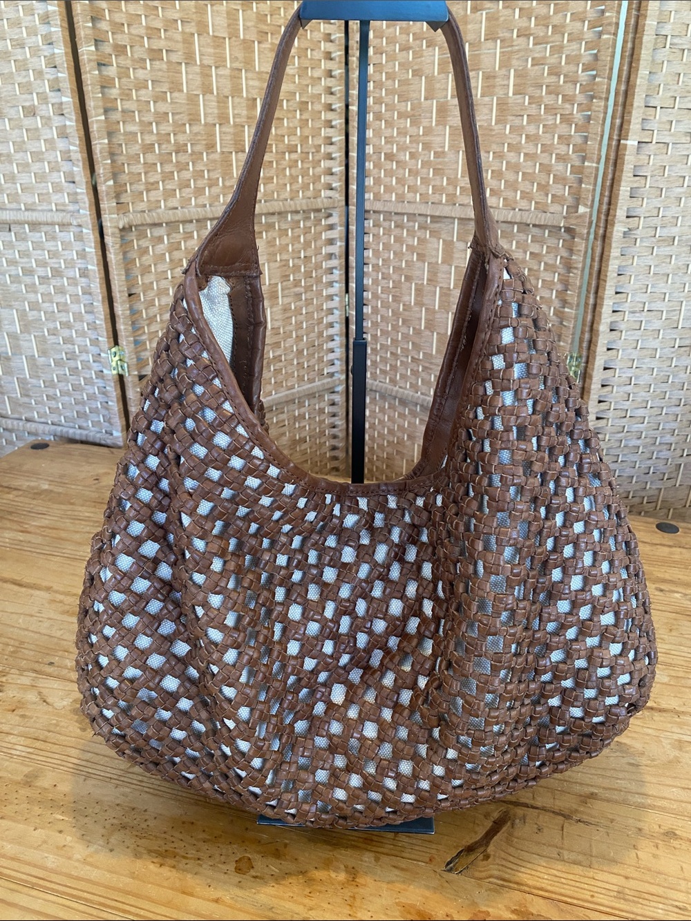 Marta Ponti Woven Brown Hobo Shoulder Bag - Women